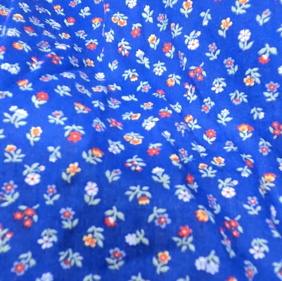 THE TAILOR MAID WHIDBEY ISLAND HANDMADE ROYAL BLUE DITZY FLORAL APRON KITCHEN OS - Picture 7 of 8